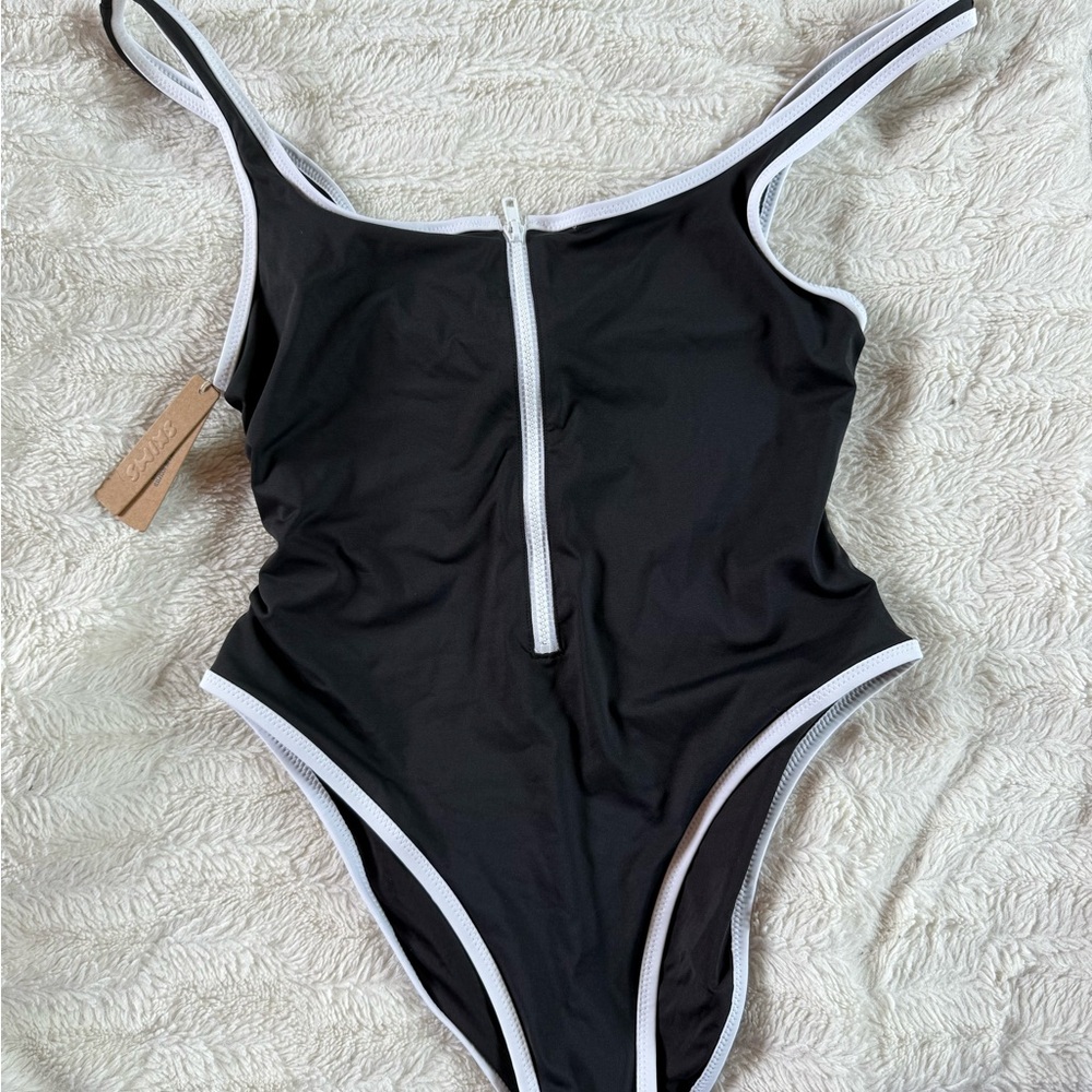 SKIMS Black and White Swimsuit